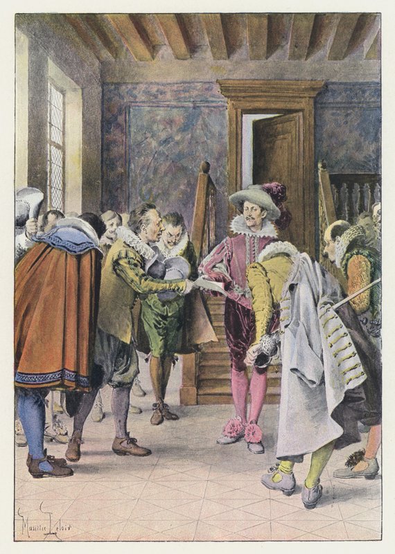 Illustration för Gil Blas (färg litho) av Maurice Leloir