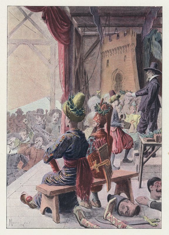 Illustration för Gil Blas (färg litho) av Maurice Leloir