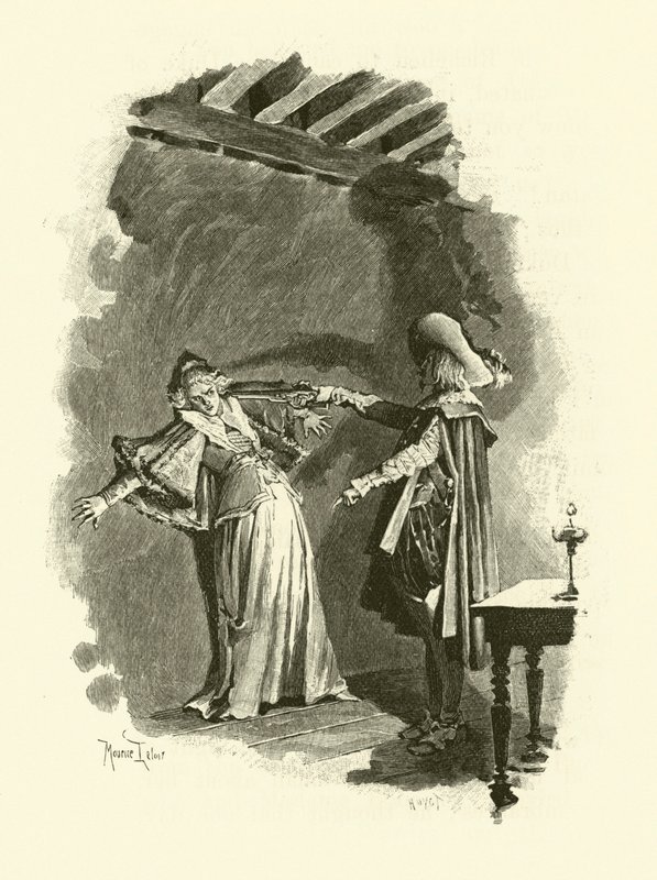 Illustration för De tre musketörerna (gravyr) av Maurice Leloir