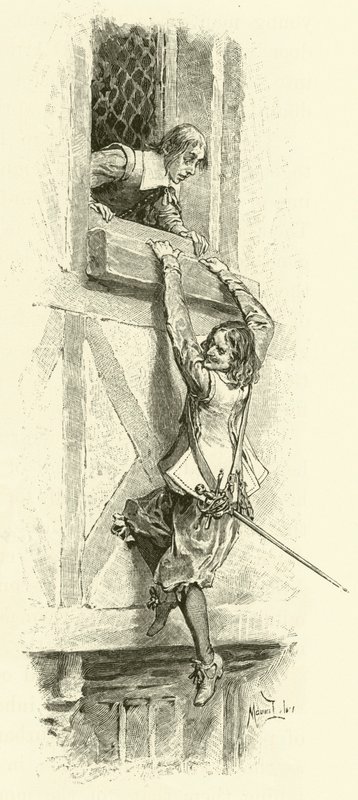 Illustration för De tre musketörerna (gravyr) av Maurice Leloir