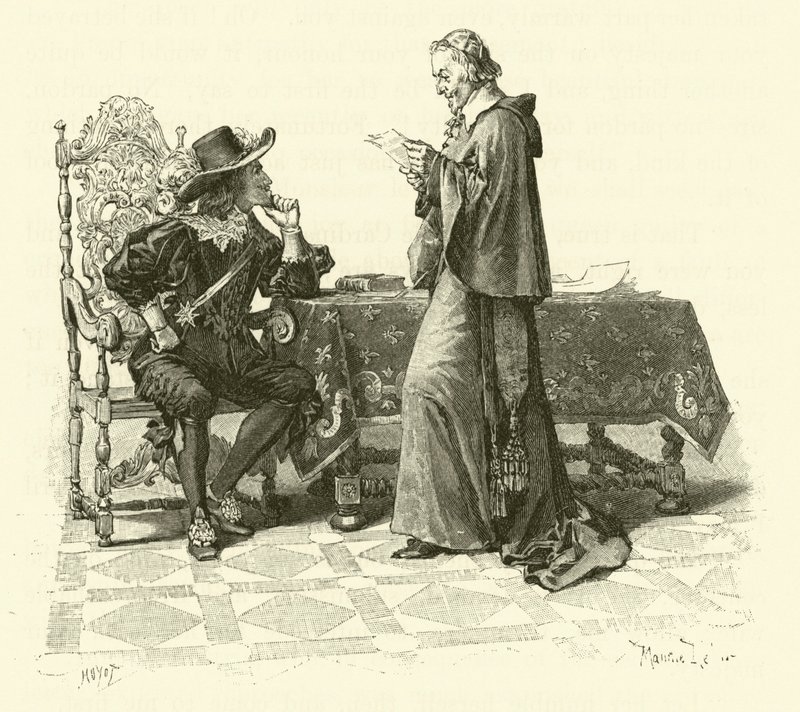 Illustration för De tre musketörerna (gravyr) av Maurice Leloir