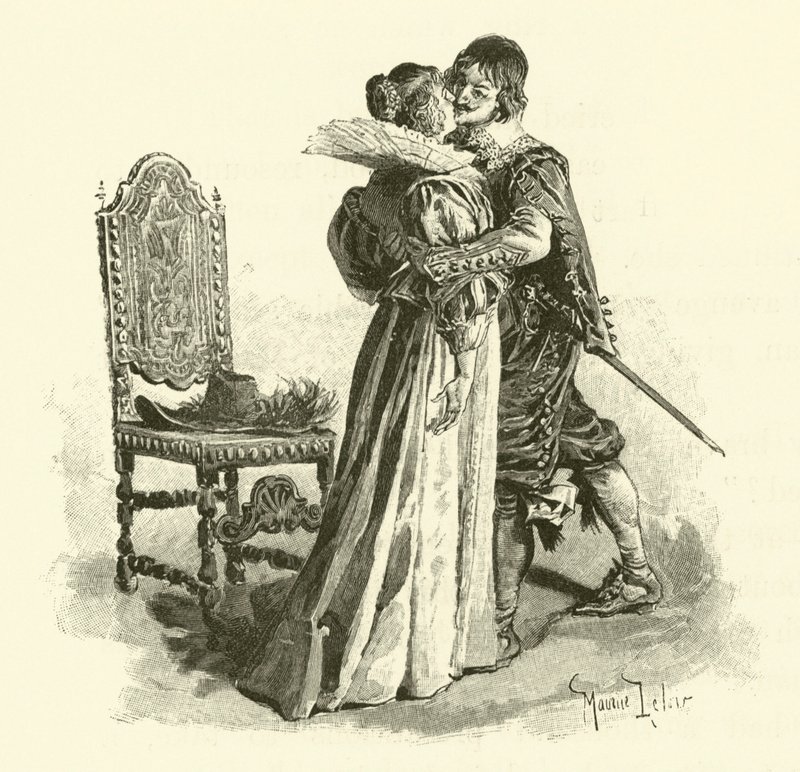 Illustration för De tre musketörerna (gravyr) av Maurice Leloir
