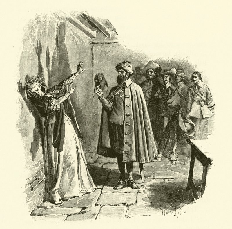 Illustration för De tre musketörerna (gravyr) av Maurice Leloir