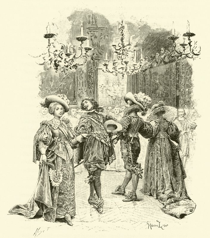 Illustration för De tre musketörerna (gravyr) av Maurice Leloir