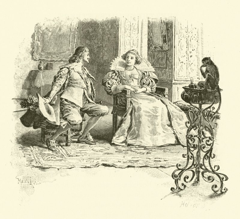 Illustration för De tre musketörerna (gravyr) av Maurice Leloir