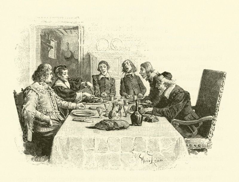 Illustration för De tre musketörerna (gravyr) av Maurice Leloir