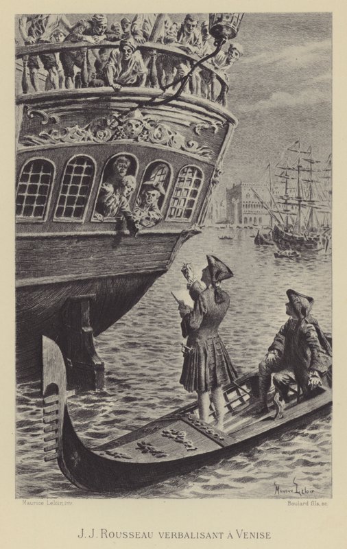 Jean-Jacques Rousseau i Venedig (gravyr) av Maurice Leloir