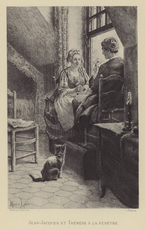 Jean-Jacques och Therese vid fönstret (gravyr) av Maurice Leloir