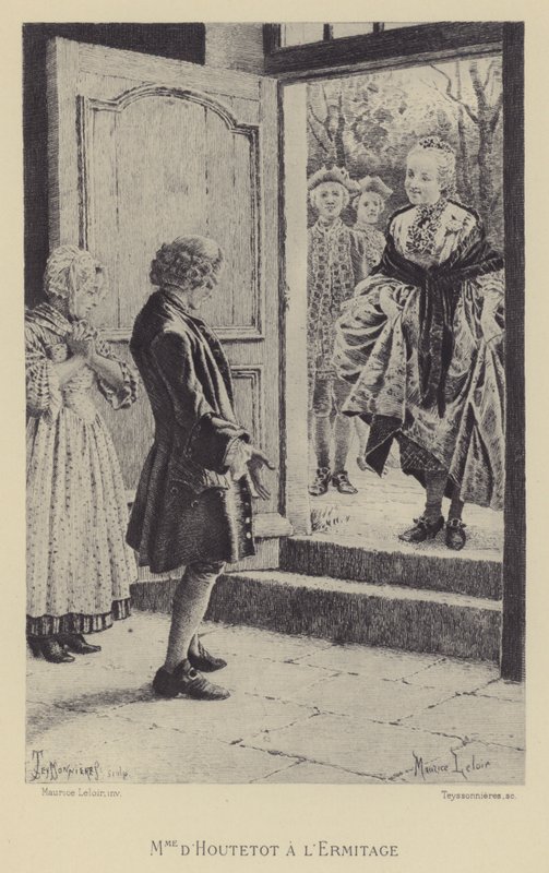 Madame de Houtetout vid Eremitaget (gravyr) av Maurice Leloir