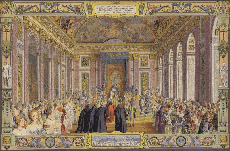 Mottagning av dogen av Genua, i Spegelsalen, Versailles av Maurice Leloir