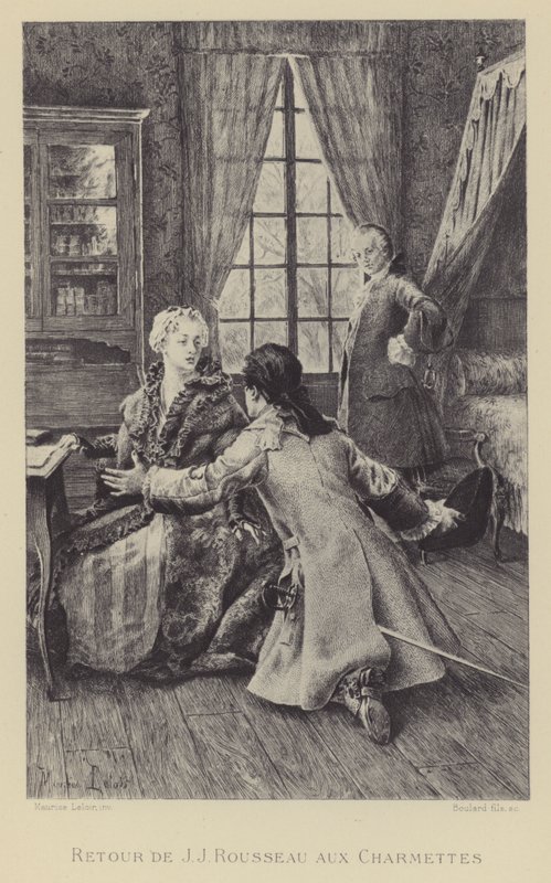 Jean-Jacques Rousseaus återkomst till Les Charmettes (gravyr) av Maurice Leloir