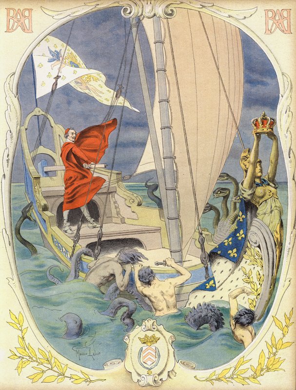 Richelieu dirigerar statens skepp av Maurice Leloir