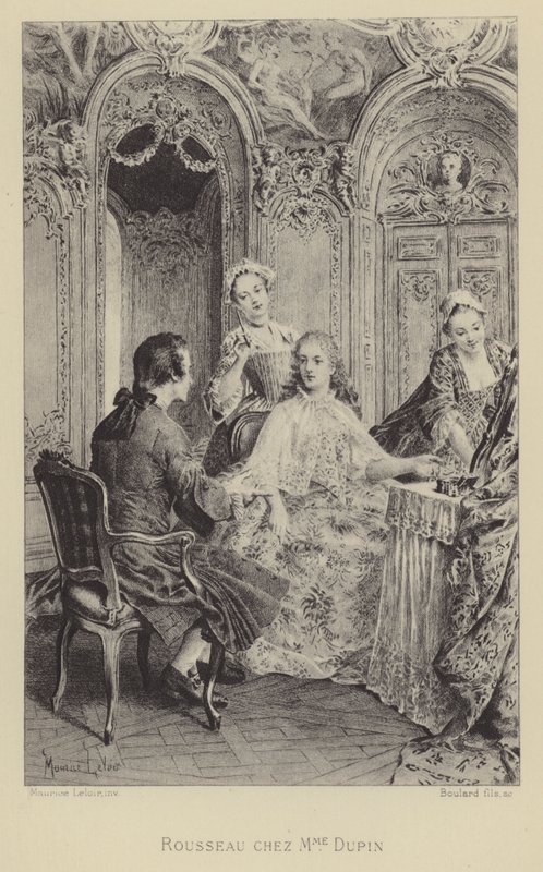 Rousseau på besök hos Madame Dupin (gravyr) av Maurice Leloir