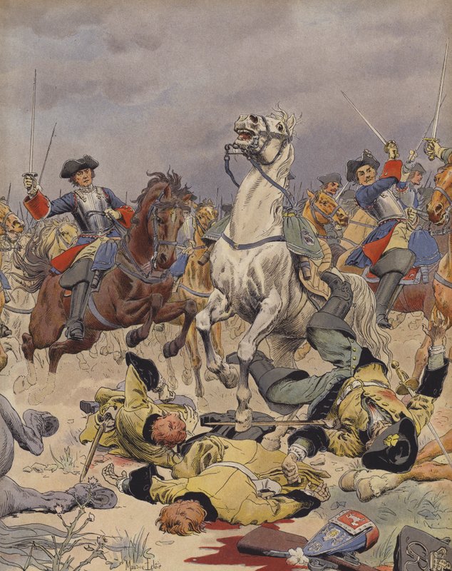 Slaget vid Malplaquet, det franska kavalleriets sista anfall av Maurice Leloir