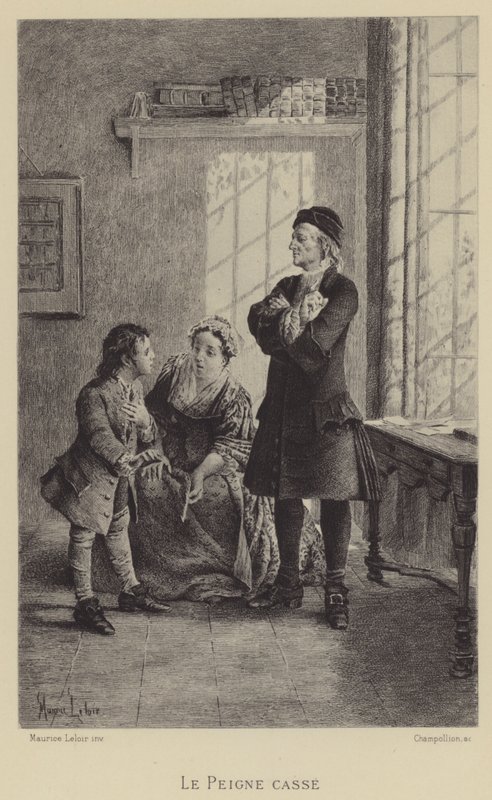 Den trasiga kammen (gravyr) av Maurice Leloir