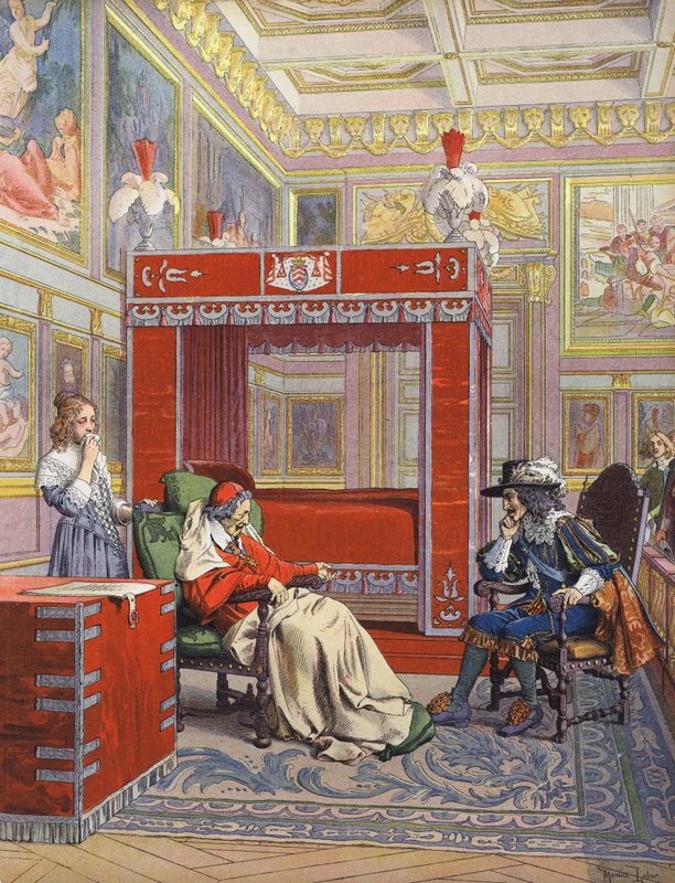 Kung Ludvig XIII:s sista besök hos en döende Richelieu av Maurice Leloir