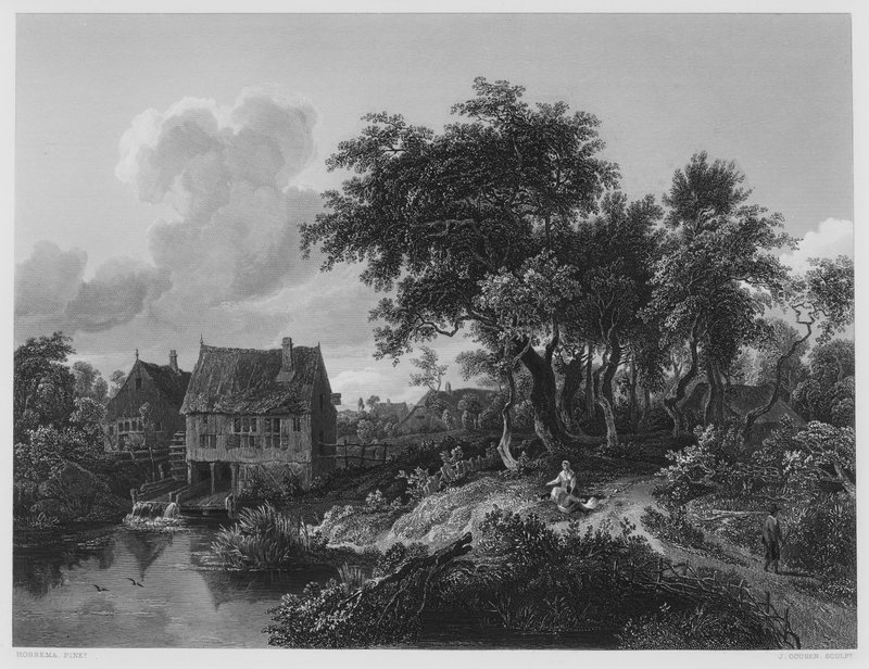 Gamla kvarnen, från bilden i Kungliga Samlingen (gravyr) av Meindert (after) Hobbema