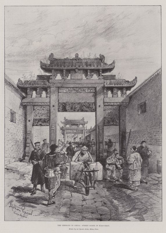 Tyskarna i Kina, Street Scene i Kiao-Chau av Melton Prior