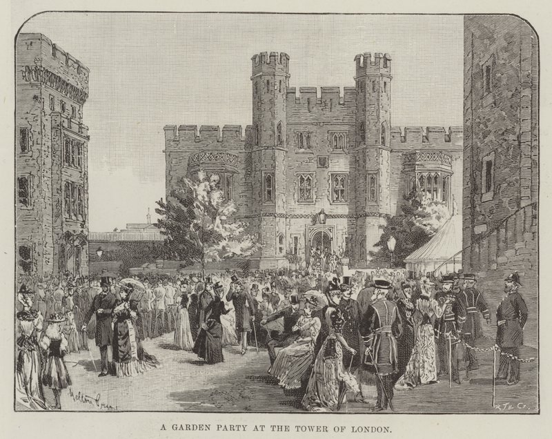 En trädgårdsfest på Tower of London av Melton Prior