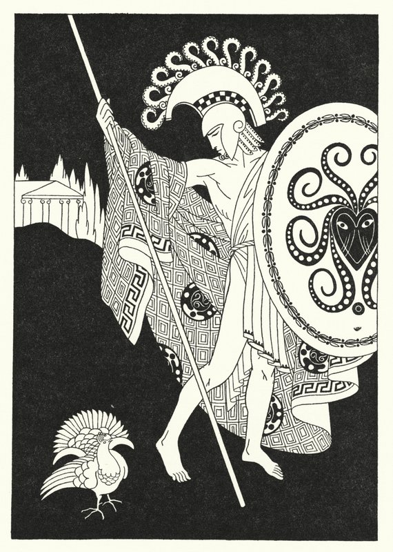 Den lila fågeln kom fladdrande mot honom (färg litho) av Merlyn Mann