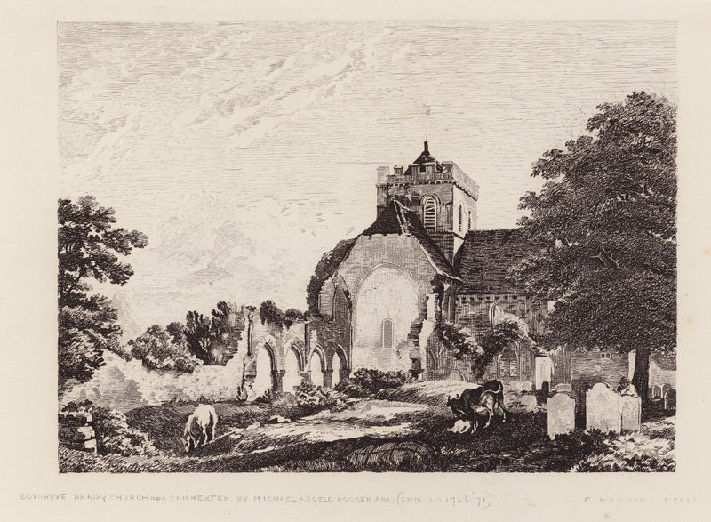 Boxgrove Priory Church (gravyr) av Michael (1743 1801) (after) Rooker