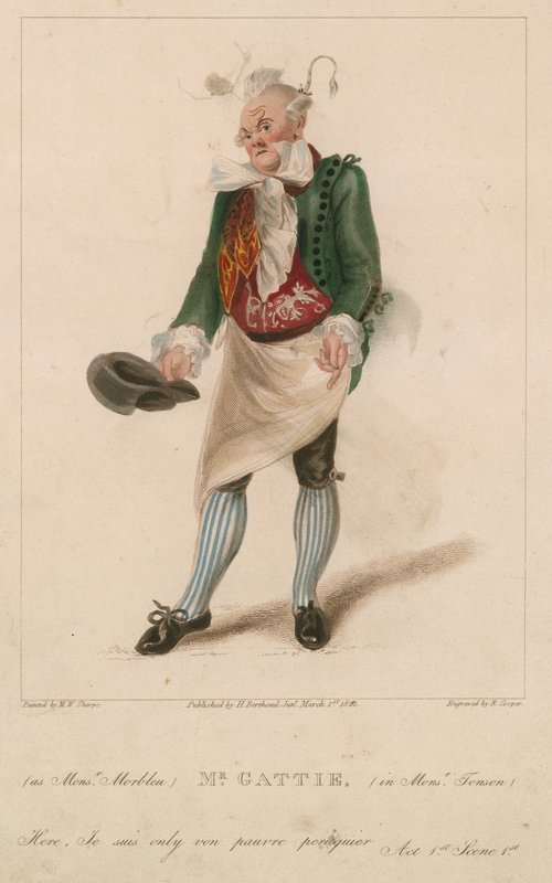 Mr Gattie som Monsieur Morbleu i Monsieur Tonson av Michael William Sharp