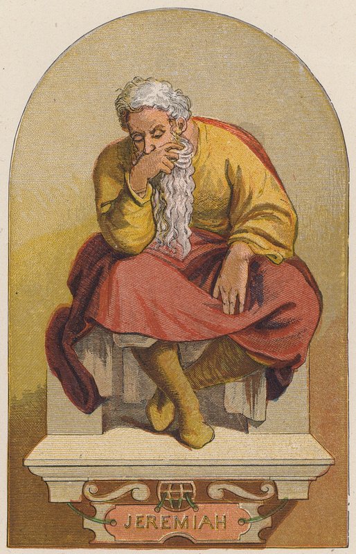 Jeremiah (färglitografi) av Michelangelo (after) Buonarroti