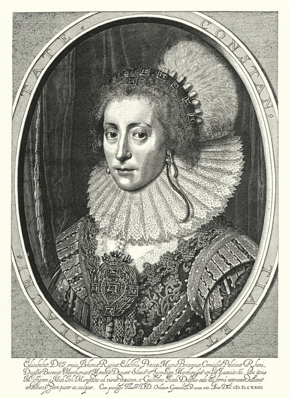 Elizabeth Stuart, drottning av Böhmen (gravyr) av Michiel Jansz. van (after) Miereveld