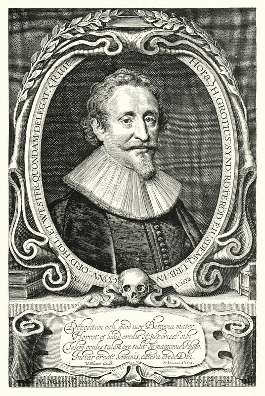 Hugo Grotius, holländsk jurist, teolog; filosof och författare (gravyr) av Michiel Jansz. van (after) Miereveld