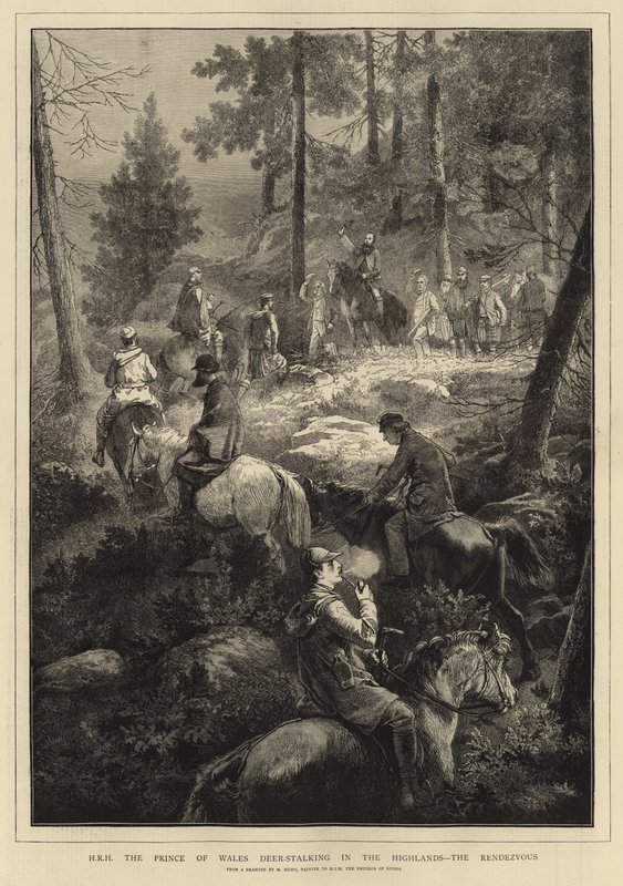 H R H prinsen av Wales Deer-Stalking (gravyr) av Mihaly von Zichy
