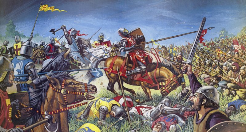 Slaget vid Bannockburn (färglitografi) av Mike (20th century) White