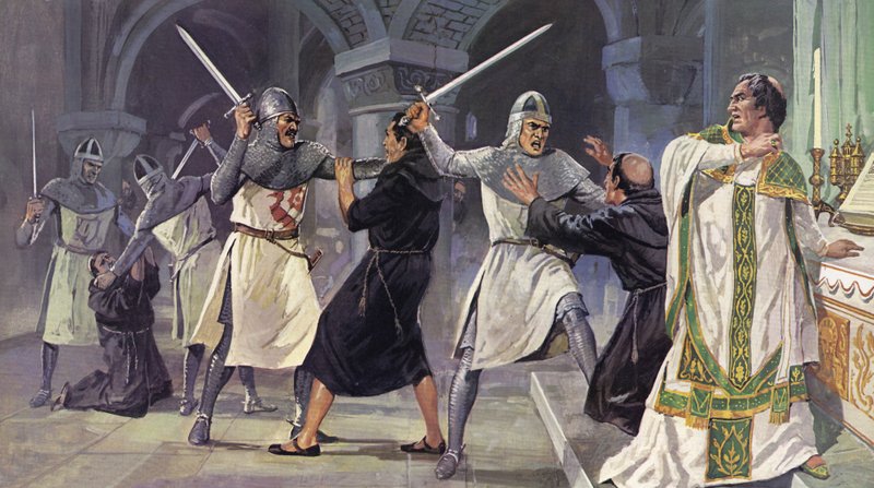 Mordet på Thomas a Becket (färglitografi) av Mike (20th century) White