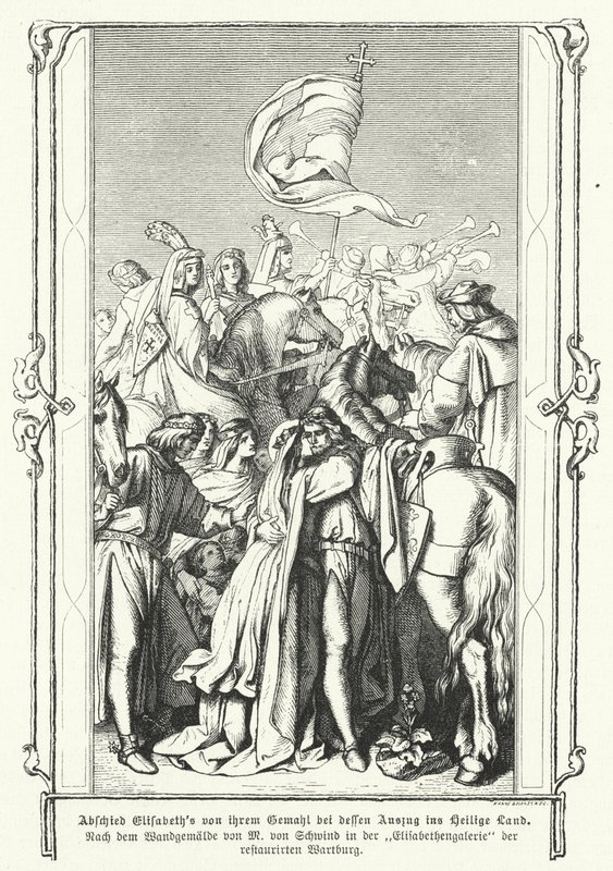 St Elizabeth av Ungern tar farväl till sin man, Ludvig IV, landgrave av Thüringen, när han reser för att delta i det sjätte korståget av Moritz Ludwig von Schwind
