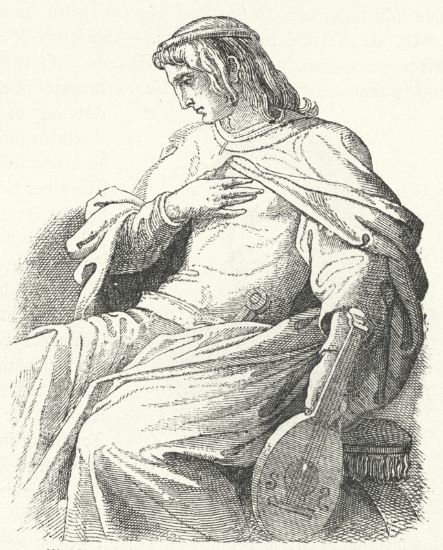 Wolfram von Eschenbach, tysk riddare och poet (gravyr) av Moritz Ludwig von Schwind