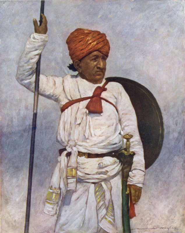 En beväpnad kvarhållare av Bombay Chiefs av Mortimer Ludington Menpes