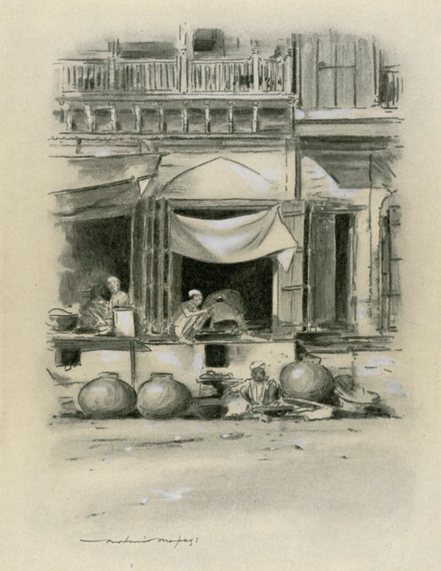 Bazaar i Delhi av Mortimer Ludington Menpes