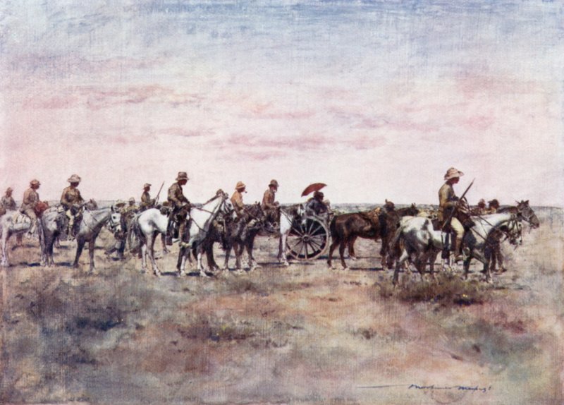 Boerfångar på väg från Paardeberg av Mortimer Ludington Menpes