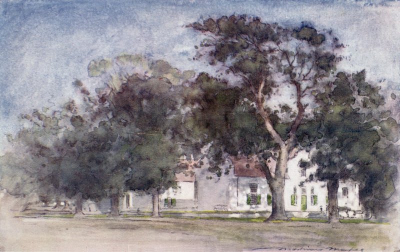 Holländsk bondgård på Rhodos Estates, Paarl av Mortimer Ludington Menpes