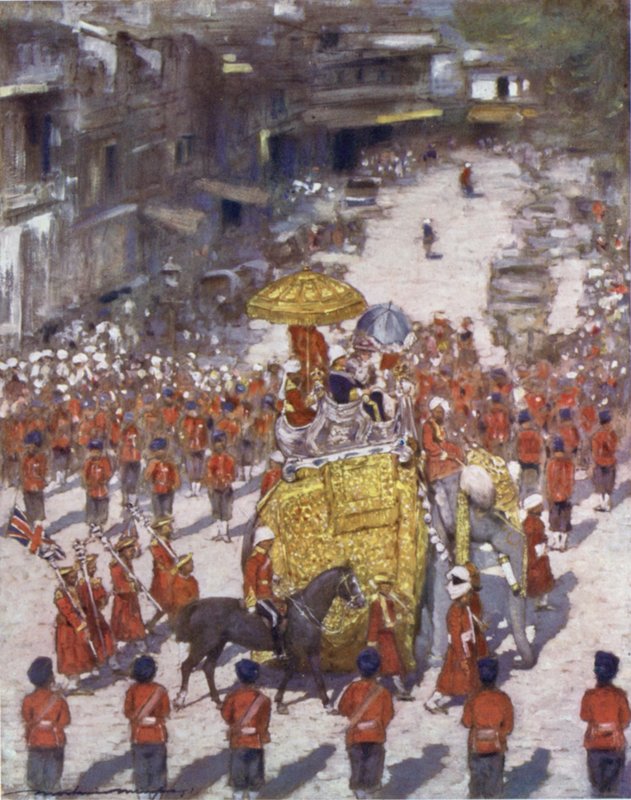 Lord och Lady Curzon kommer in i Delhi av Mortimer Ludington Menpes