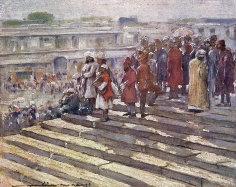 På Jumma-moskéns trappor av Mortimer Ludington Menpes