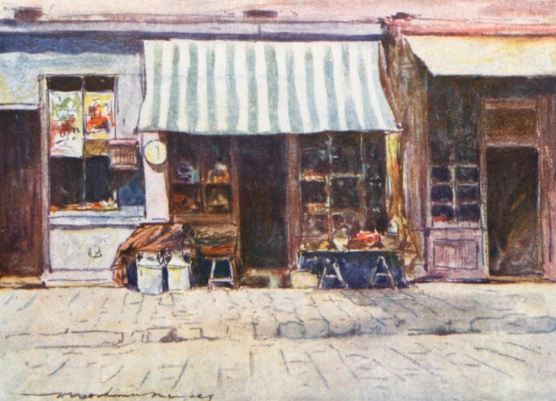 En cremerie i Rue St Honore av Mortimer Ludington Menpes