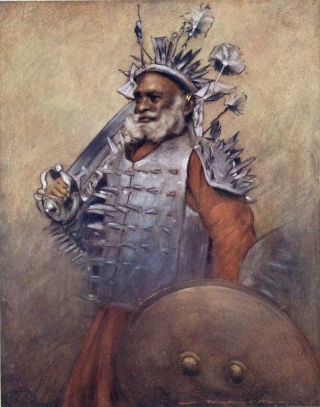 A Formidable Warrior of Rewa (färg litho) av Mortimer Ludington Menpes