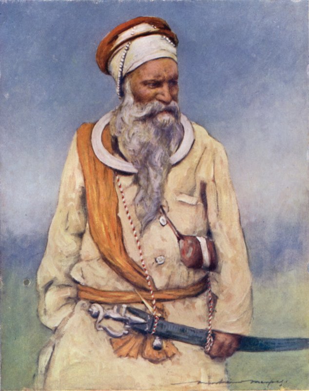 A Sikh Warrior (litho i färg) av Mortimer Ludington Menpes