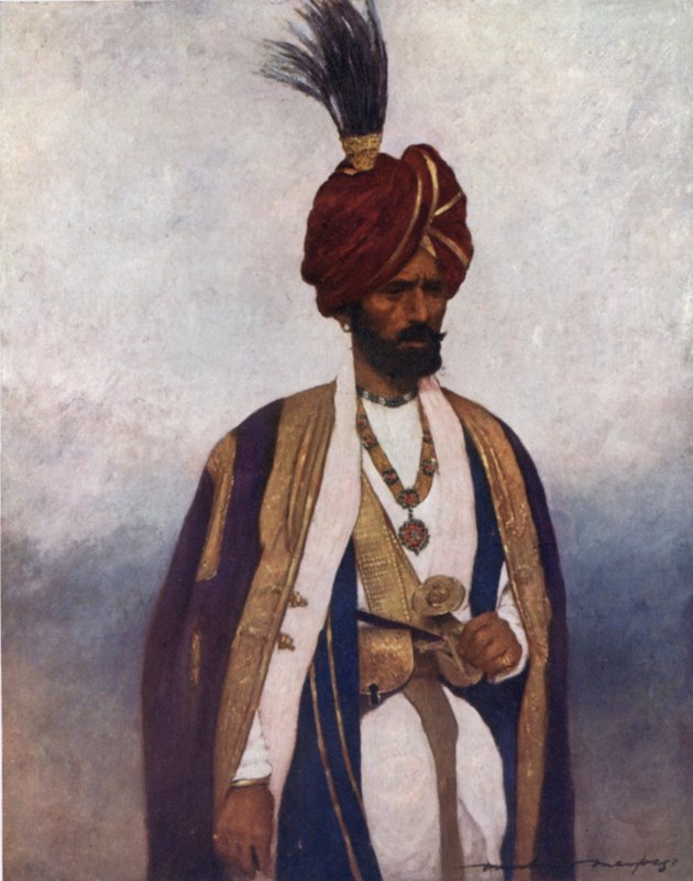 En soldat av hans höghet Dogra Sowar (färg litho) av Mortimer Ludington Menpes