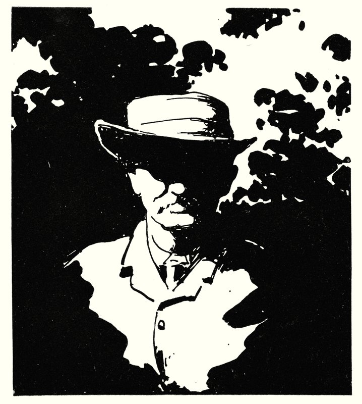 Cecil J Rhodes i sin trädgård, Kenilworth, Kimberley (litho) av Mortimer Ludington Menpes
