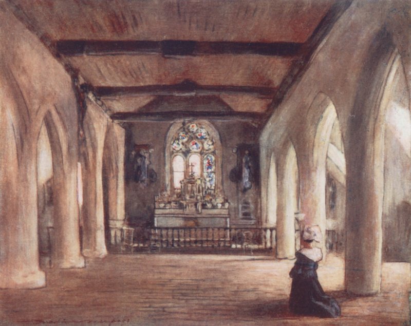 S:t Modys kyrka (färglitografi) av Mortimer Ludington Menpes