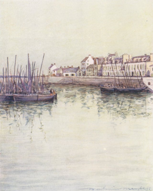 Concarneaus hamn (färglitografi) av Mortimer Ludington Menpes