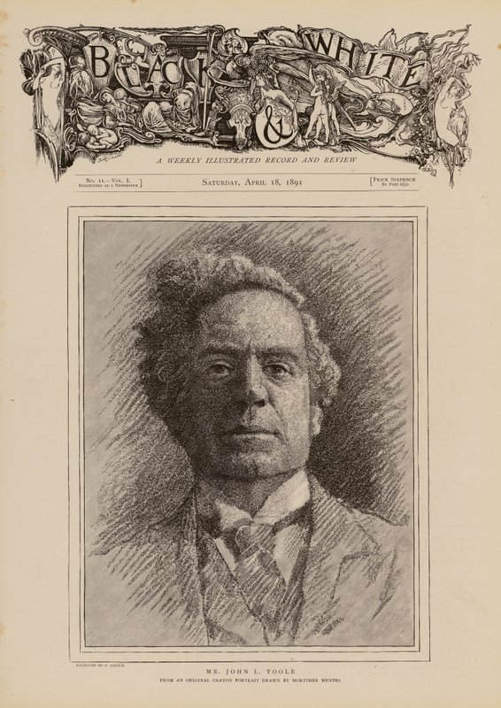 John Lawrence Toole, engelsk skådespelare (gravyr) av Mortimer Ludington Menpes