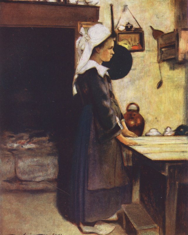 Den lilla hemmafrun (färglitografi) av Mortimer Ludington Menpes