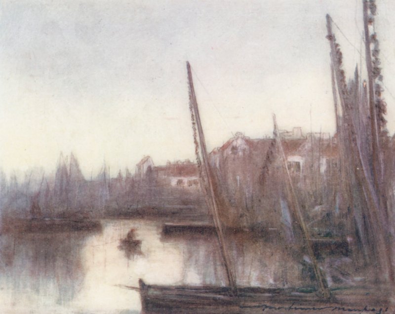 Sardinflottan, Concarneau (färglitografi) av Mortimer Ludington Menpes